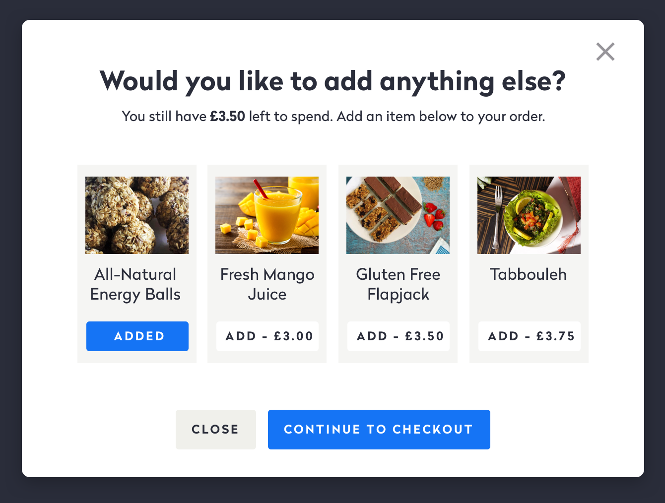 The Eater upsell at checkout modal